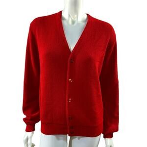 Vintage 1980s Munsingwear Grand Slam Red Cardigan Golf Sweater Size Small